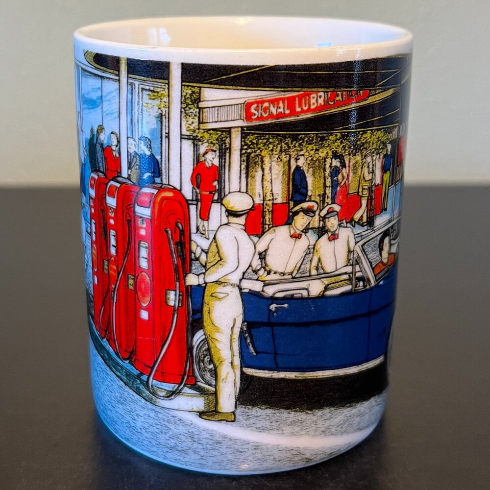 H Hargrove Fill er Up Signal Gas Vintage Ceramic Coffee Mug Retro Mustang Cup